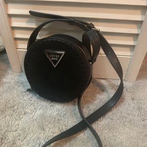 Black Round Guess Crossbody Purse